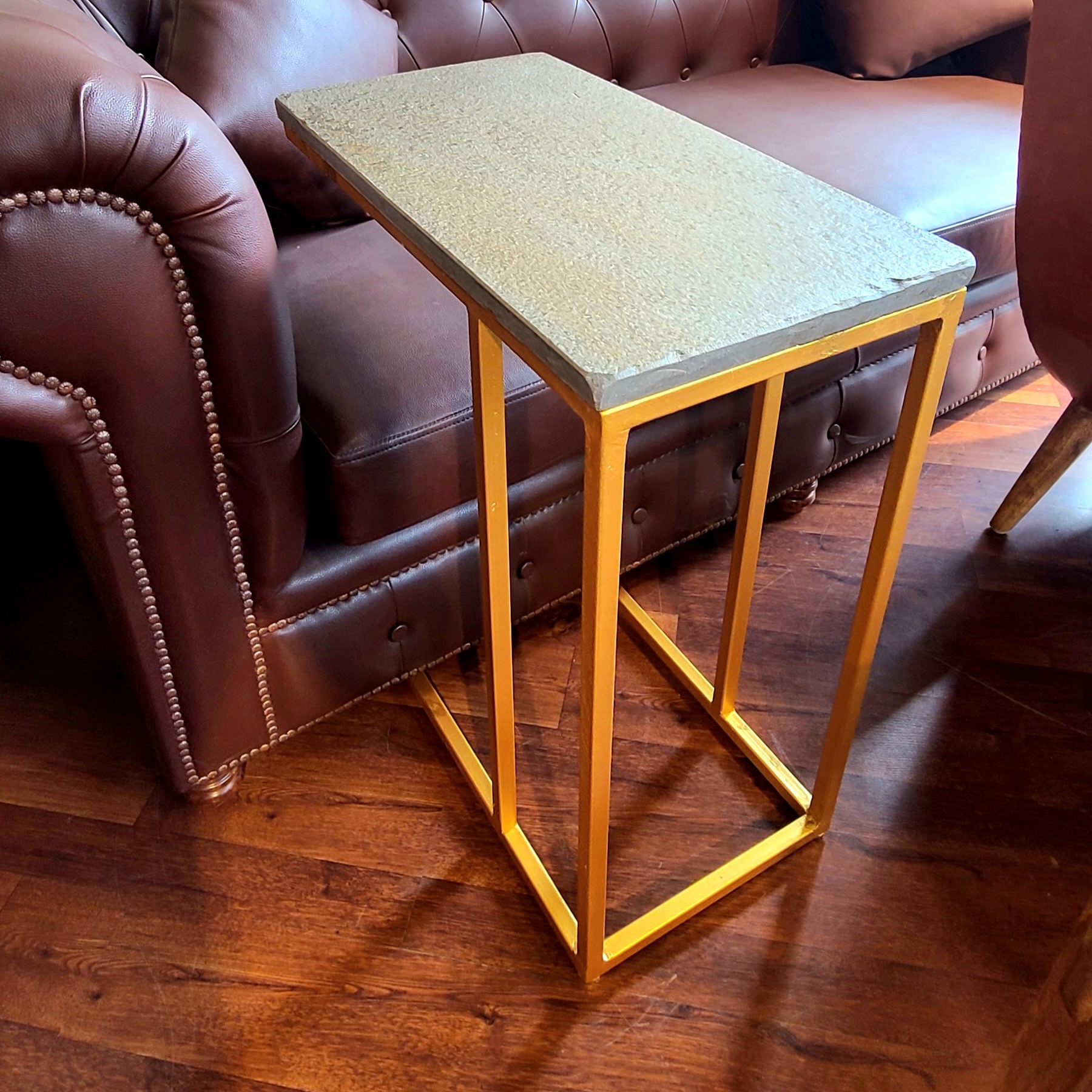 Rapti Stone and Metal Side Table
